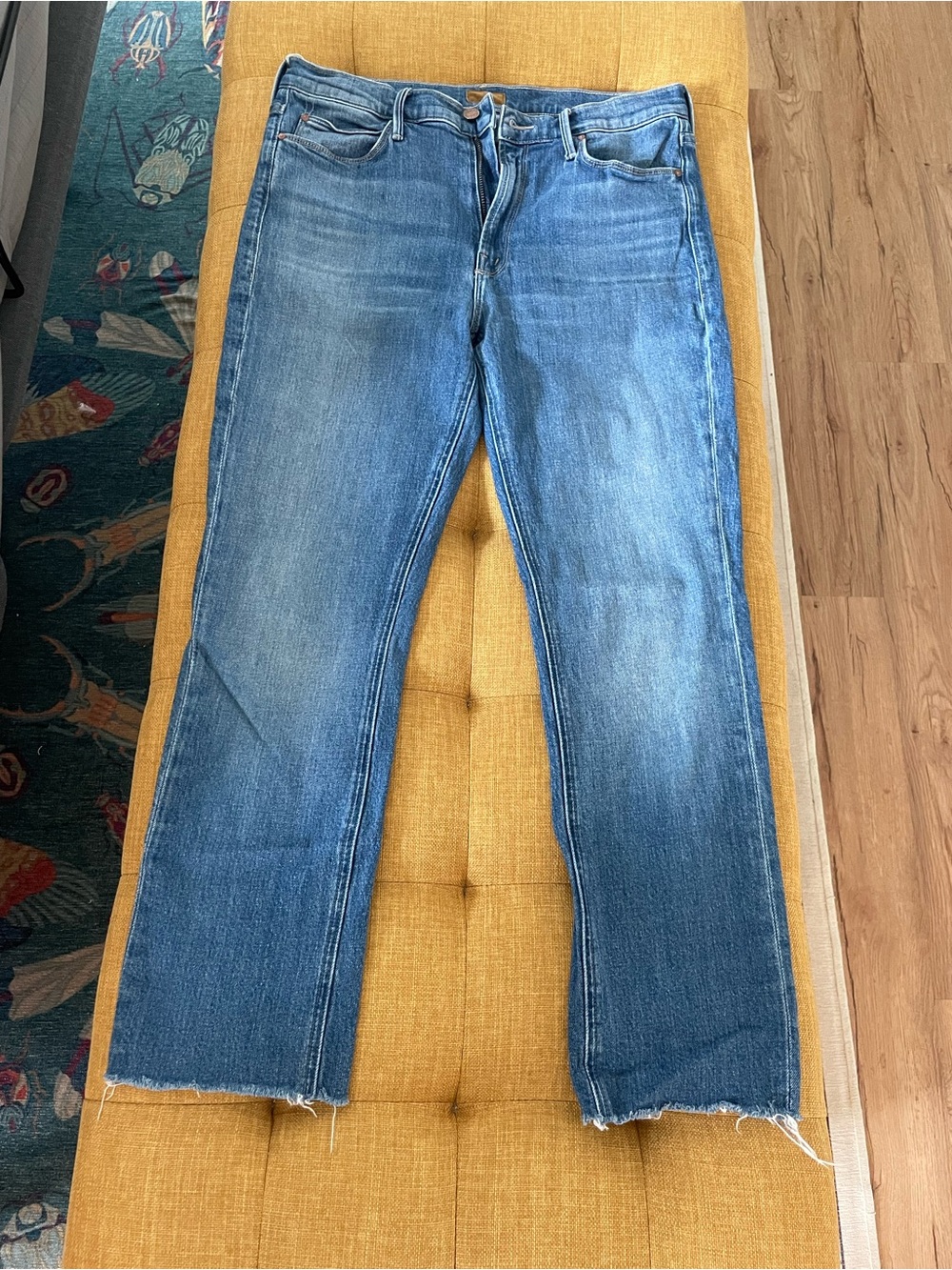 MOTHER Denim Mid Rise Dazzler Ankle Fray Jeans “New Sheriff In Town” Sz 31